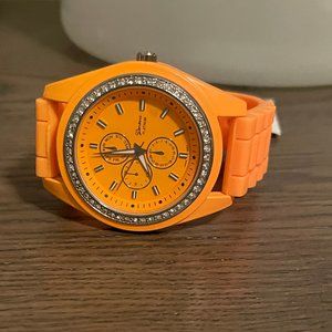 Women's Orange Silicone Watch Not Running Needs Battery